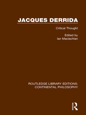 cover image of Jacques Derrida